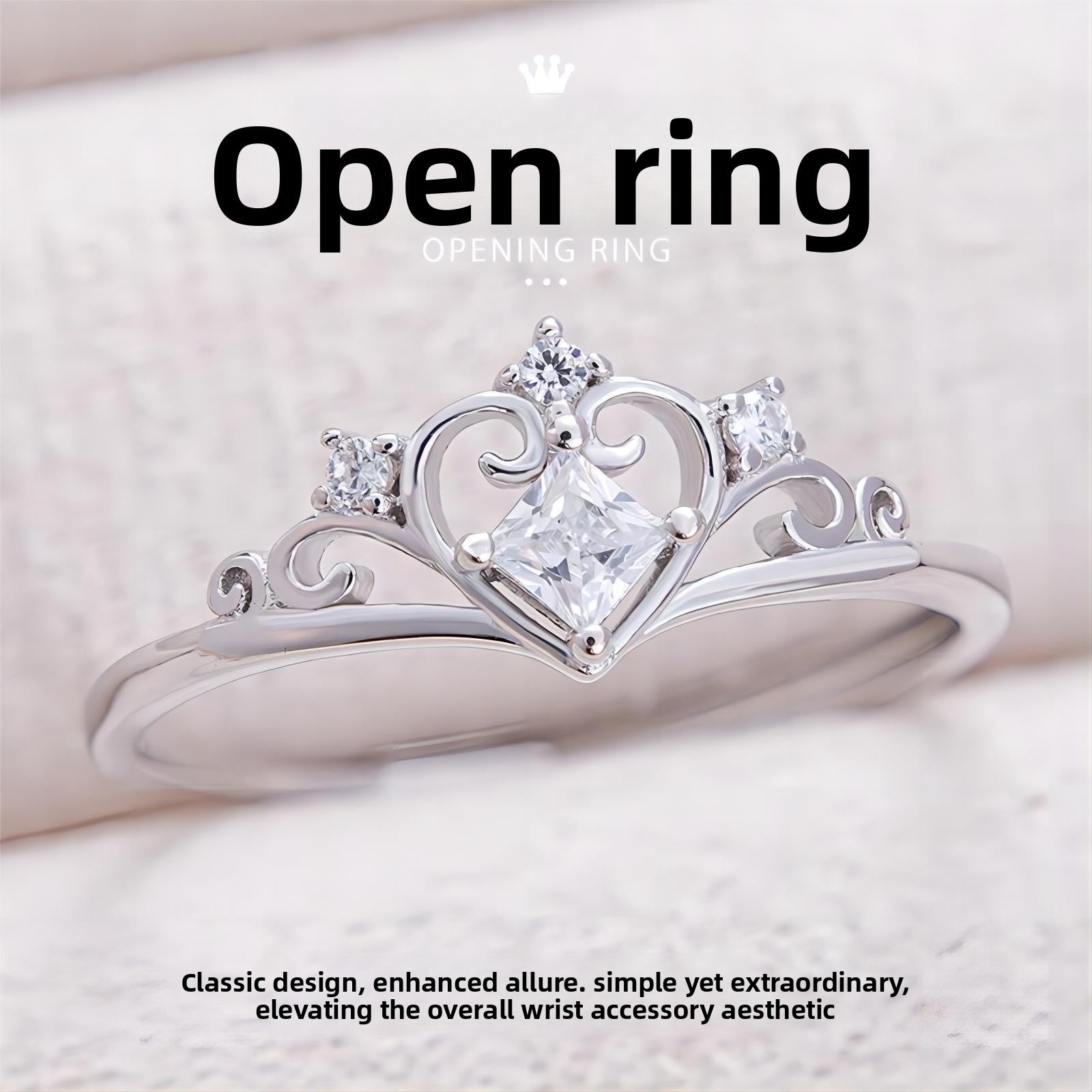 Adjustable Crown Ring Women Fashion Jewelry