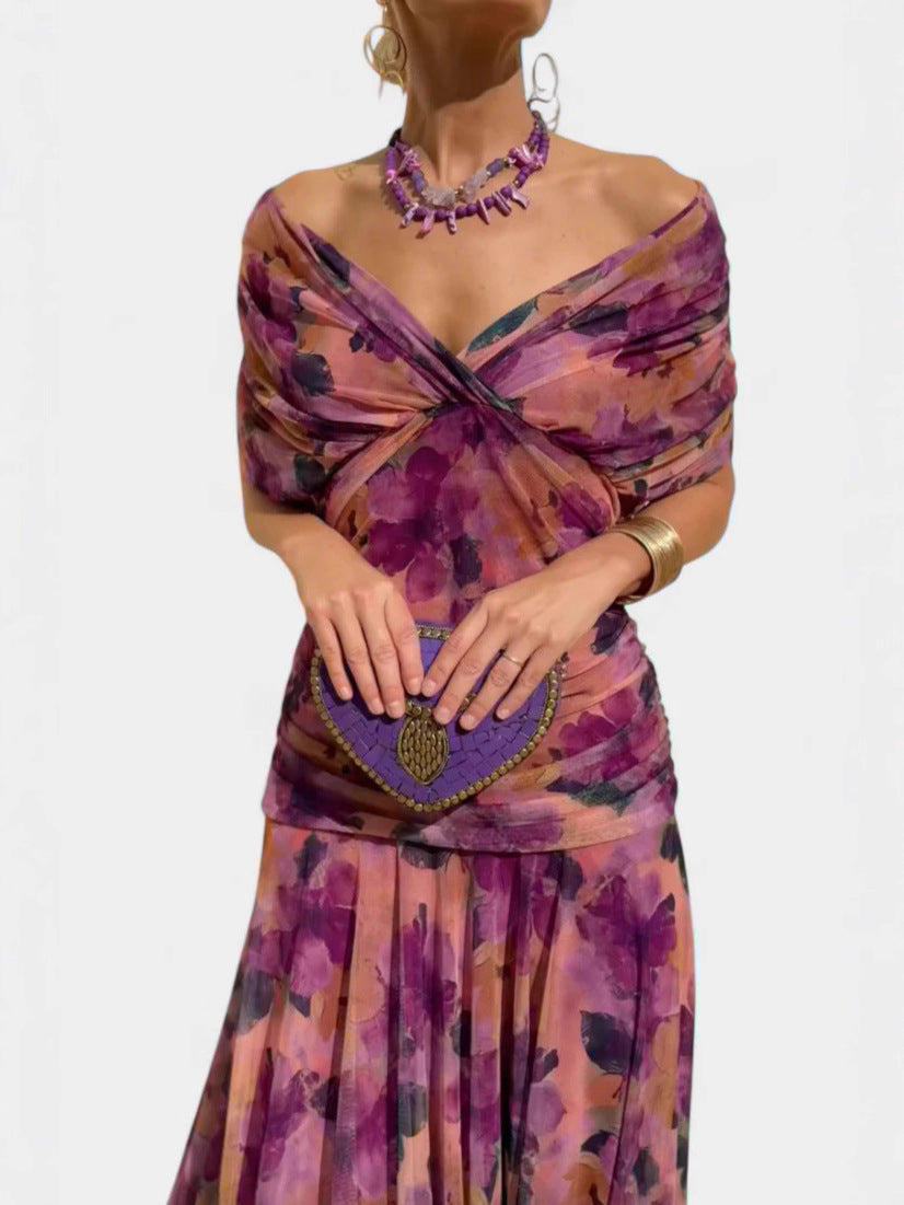 Product English Title: Mesh Print Suspender Dress